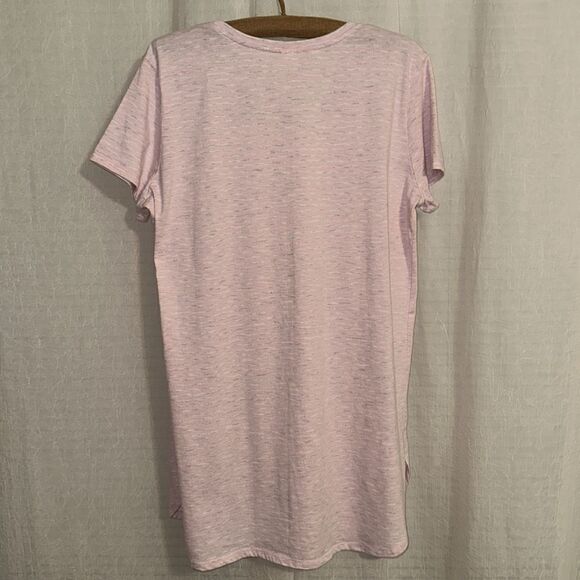 love to lounge 10-12 Crewneck Pink Heather Gray Striped “TIRED adjective” Tee - Picture 2 of 10